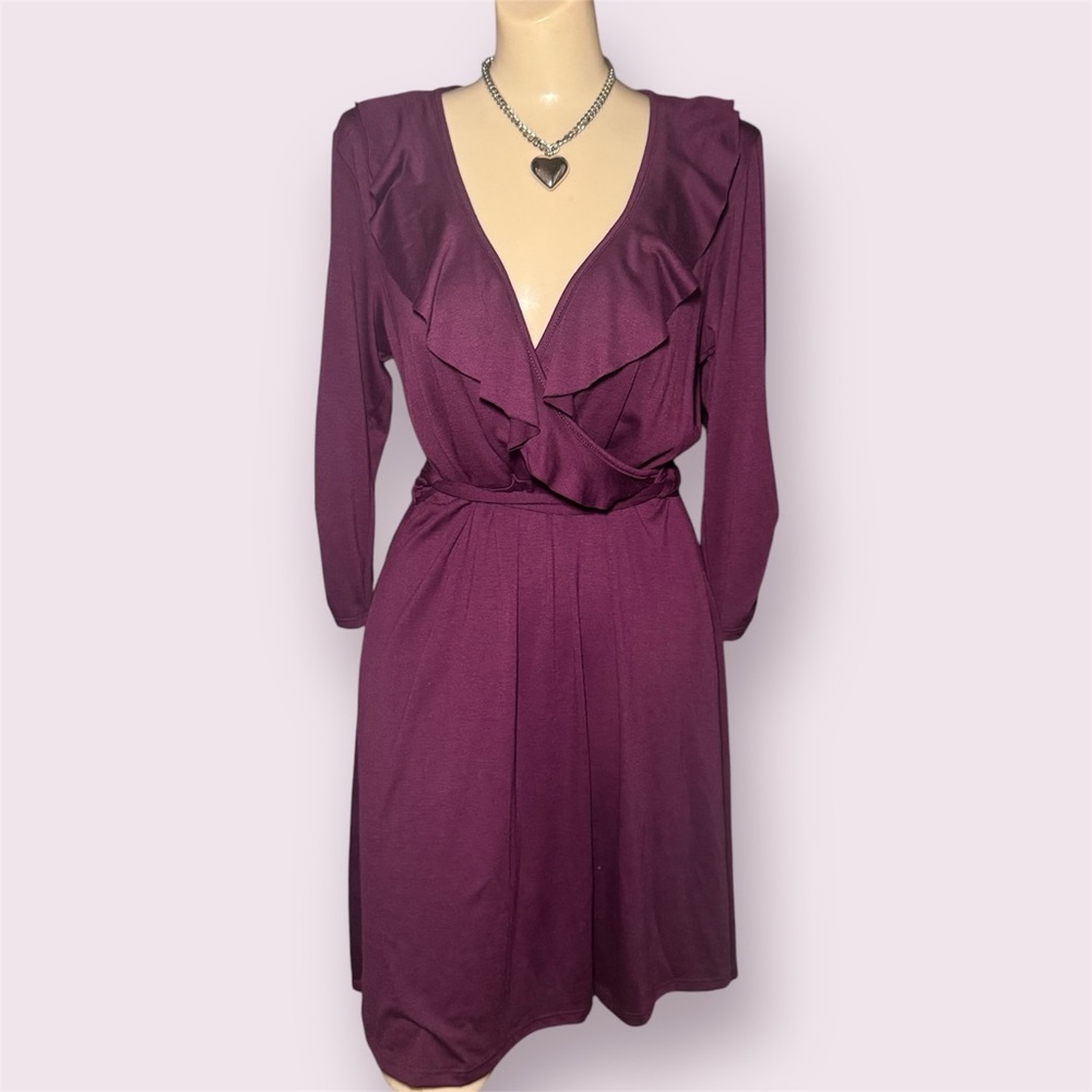 Vintage 00s Purple Ruffle Wrap Dress by Espresso